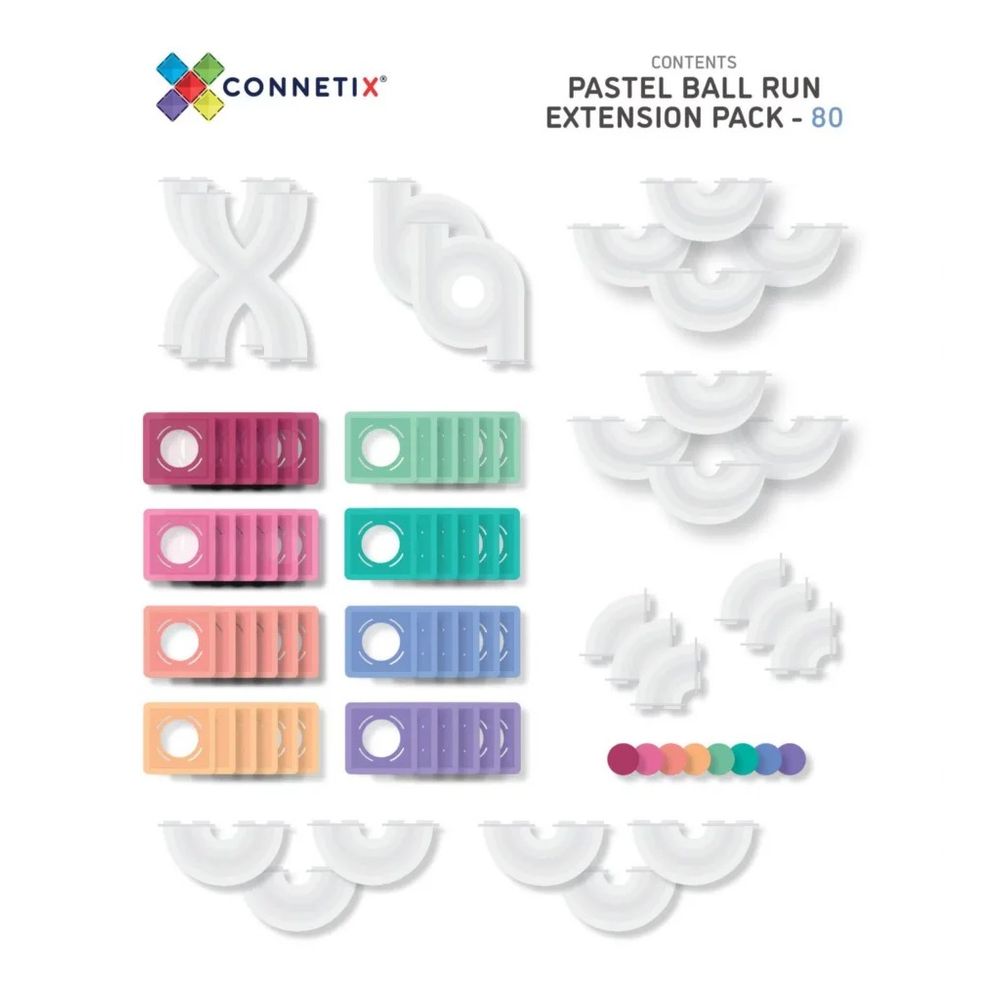 Connetix Magnetne pločice za slaganje Pastel Ball Run Expansion Pack, 80kom slika 2