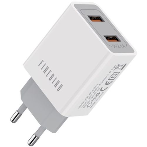 Zidni punjač FIREBIRD by ADDA CH-004-WH, 2u1, USB-A, 10W, 2.1A, bijeli slika 1