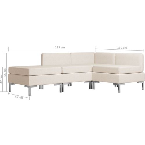 4-dijelni set sofa od tkanine krem slika 28