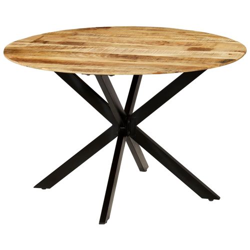 Blagovaonski stol od masivnog grubo obrađenog drva manga i čelika 120 x 77 cm slika 33