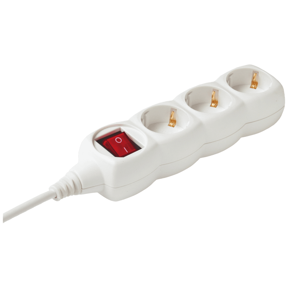 home Produžni kabl, 3 utičnice, prekidač, 1.5mm², 5 met, bijeli - NV 3K-5/WH/1,5 slika 1