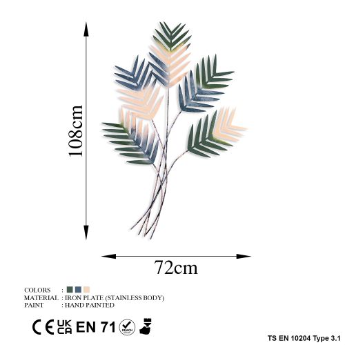 Wallity Metalna zidna dekoracija Toona Sinensis 3 slika 7