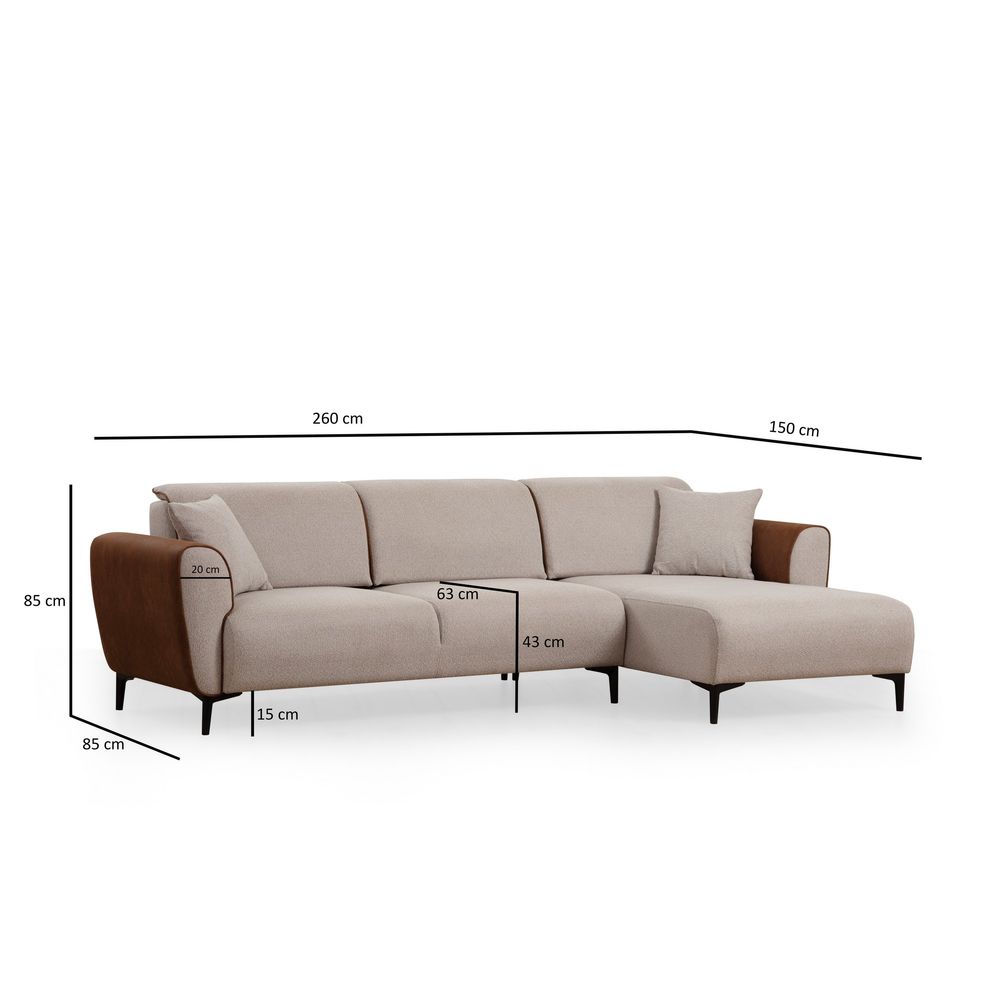 Ugaona Sofa na Razvlačenje Aren Right - Bež, Cimet Bež slika 11