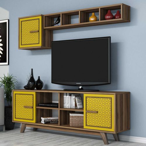 Woody Fashion TV jedinica, Ayla - Walnut, Yellow slika 3