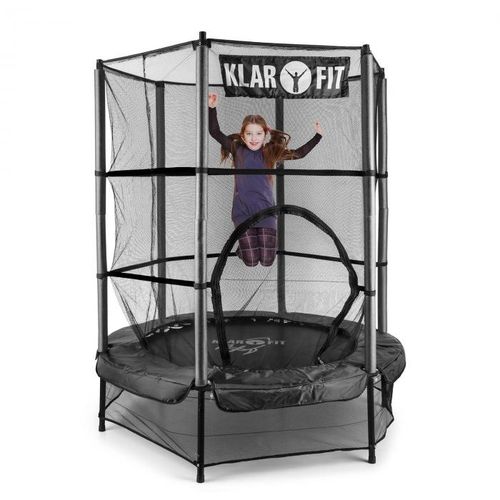 KLARFIT ROCKETKID, Crni, 140 cm, trampolin, sigurnosna mreža, bungee opruge slika 2