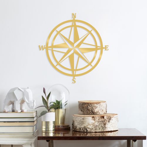 Wallity Metalna zidna dekoracija, Compass - Gold slika 1