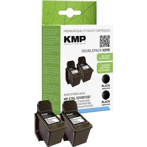 KMP tinta zamijenjen HP 21 kompatibilan 2-dijelno pakiranje crn H29D 1900,4021 slika 2