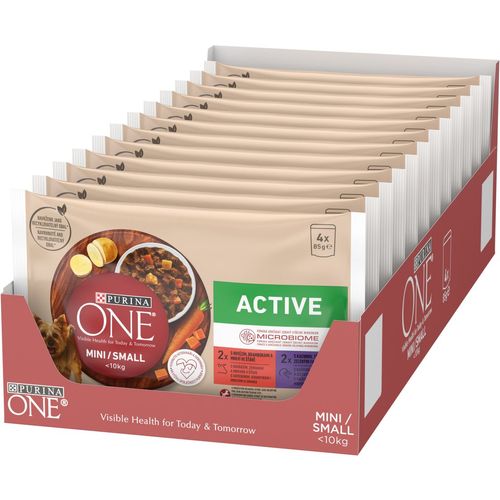 Purina ONE® Active (4x85g) s govedinom, krompirom i mrkvom u umaku s patkom, tjesteninom i mahunama u umaku slika 5