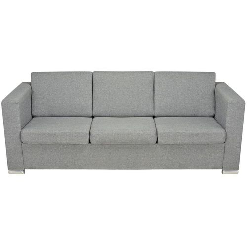 Trodijelni set sofa od tkanine svijetlosivi slika 3