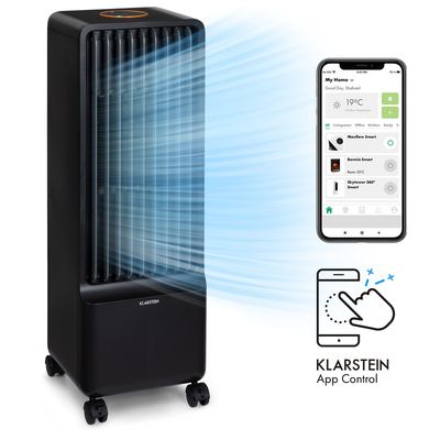 Maksimalno osvježenje! Klarstein Maxflow Smart 3-u-1 hladnjak zraka pruža savršeno točno osvježenje ljeti i zimi. Kao ventilator, hladnjak zraka i ovlaživač zraka u jednom uređaju, pruža osvježavajući protok zraka i hladnu glavu.Vrlo učinkovito u smisl...