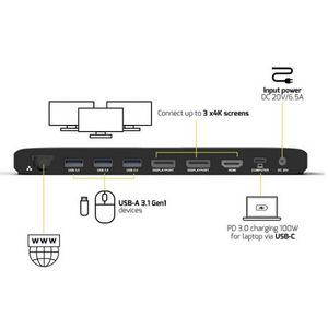 Uredska priključna stanica USB-C, 2 x 4K, do 100W, 901910W