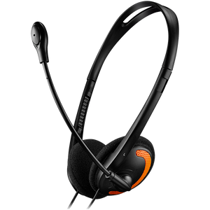 CANYON PC headset with microphone, volume control and adjustable headband, cable 1.8M, Black/Orange