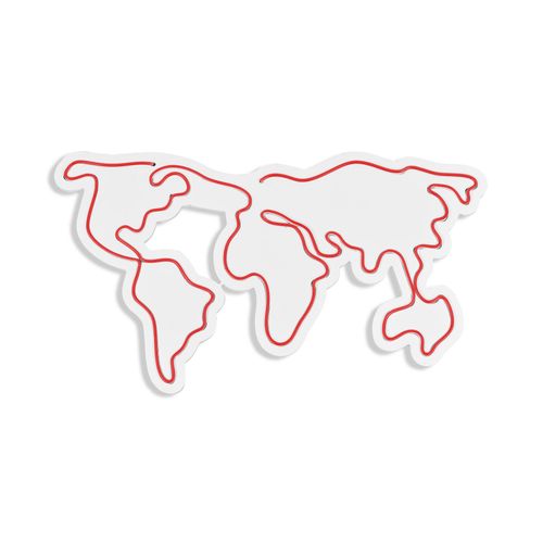 Wallity Ukrasna plastična LED rasvjeta, World Map - Red slika 6