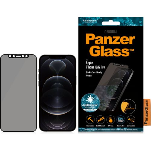 Panzerglass zaštitno staklo za iPhone 12/12 Pro case friendly privacy antibacterial black slika 1