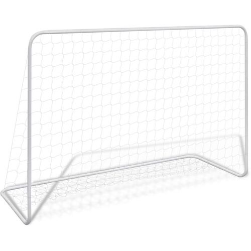 Nogometni gol s mrežom 182x61x122 cm čelični bijeli slika 2