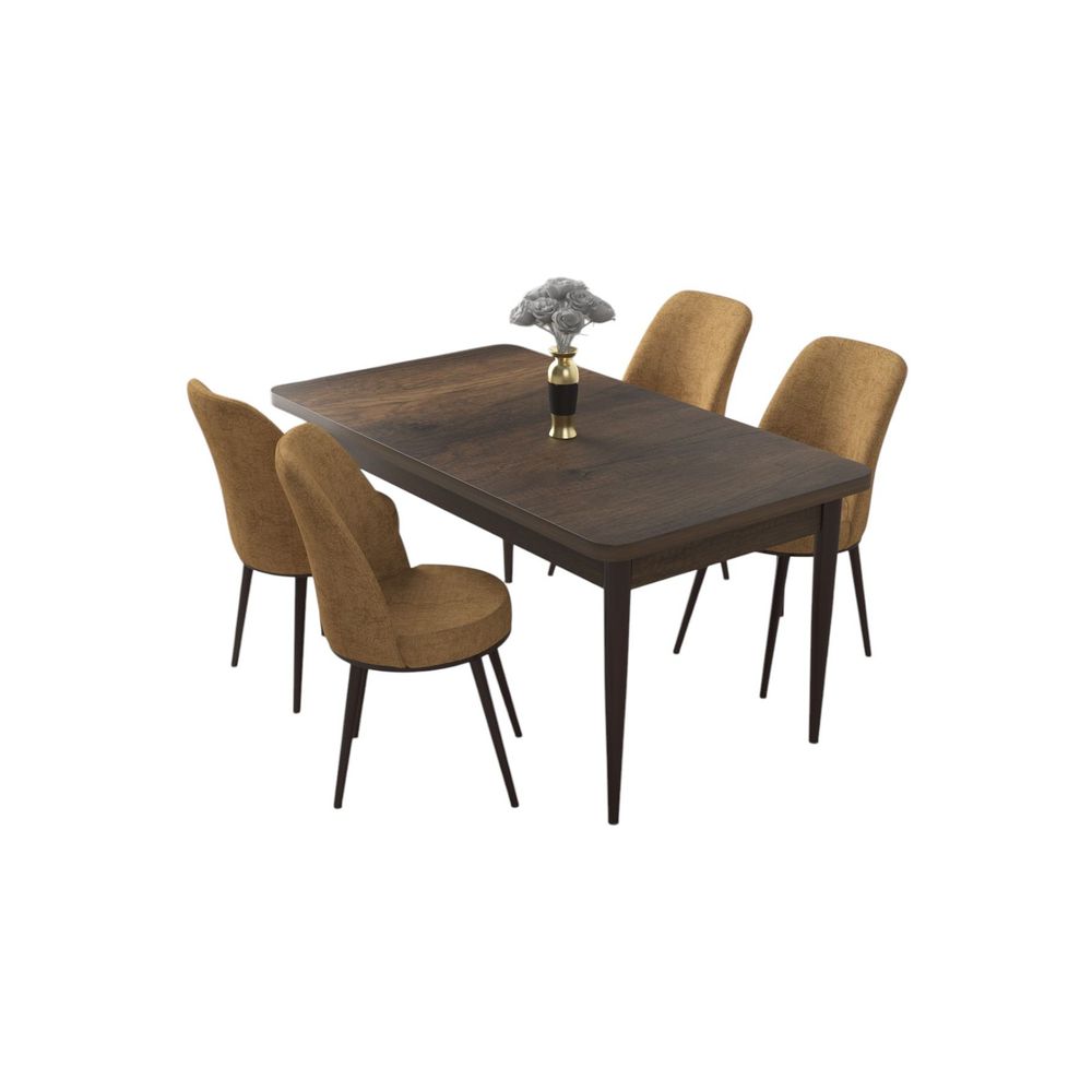 Nil - Baroque, Cappuccino Set Trpezarijskog Stola i Stolica (5 Komada) slika 2