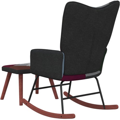 Stolica za ljuljanje s osloncem za noge patchwork od tkanine slika 12