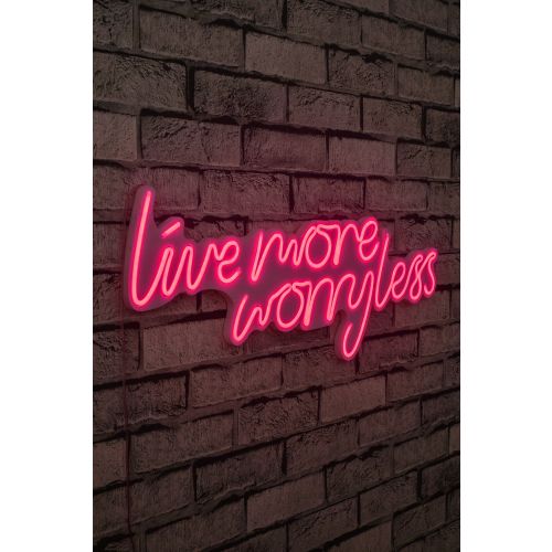 Wallity Ukrasna plastična LED rasvjeta, Live More Worry Less - Pink slika 10