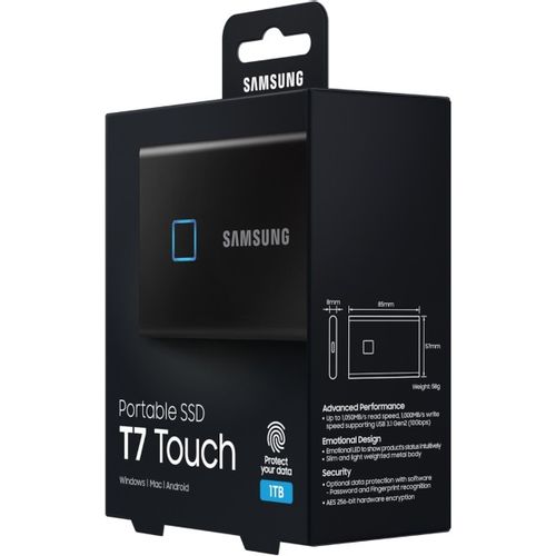 SAMSUNG Portable T7 Touch 1TB crni eksterni SSD MU-PC1T0K slika 3