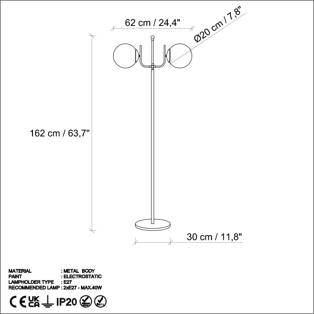 Antler 13765 - Crna Podna Lampa slika 7