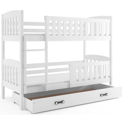 Drveni Dečiji Krevet Na Sprat Kubus Sa Fiokom - Beli - 200X90 Cm slika 2