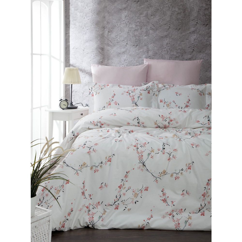 Ranforce King Posteljina Set (FR) Jasmine - Bijela i Losos slika 1
