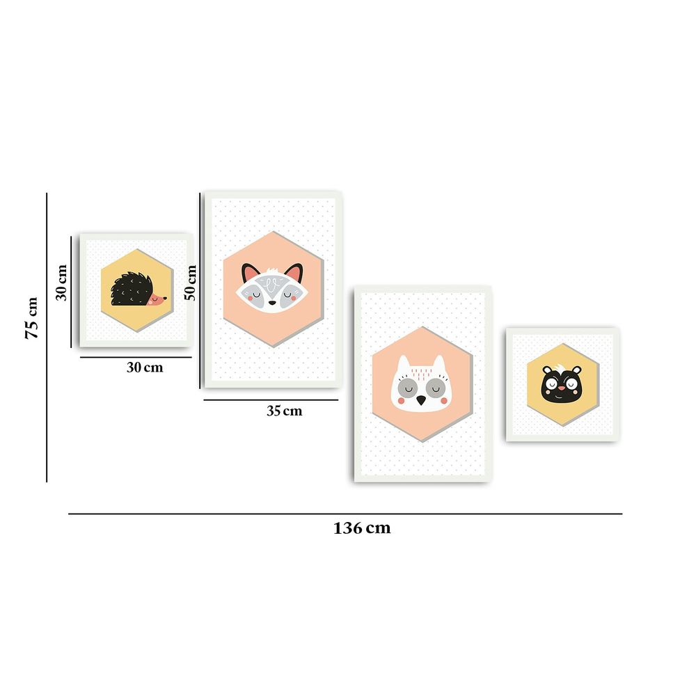 4PBCT-12 Višebojna Dekorativna Slika sa Okvirom od MDF-a (4 Dijela) slika 4
