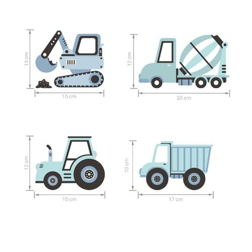 Pastelowe zidne naljepnice građevinska vozila plave slika 5
