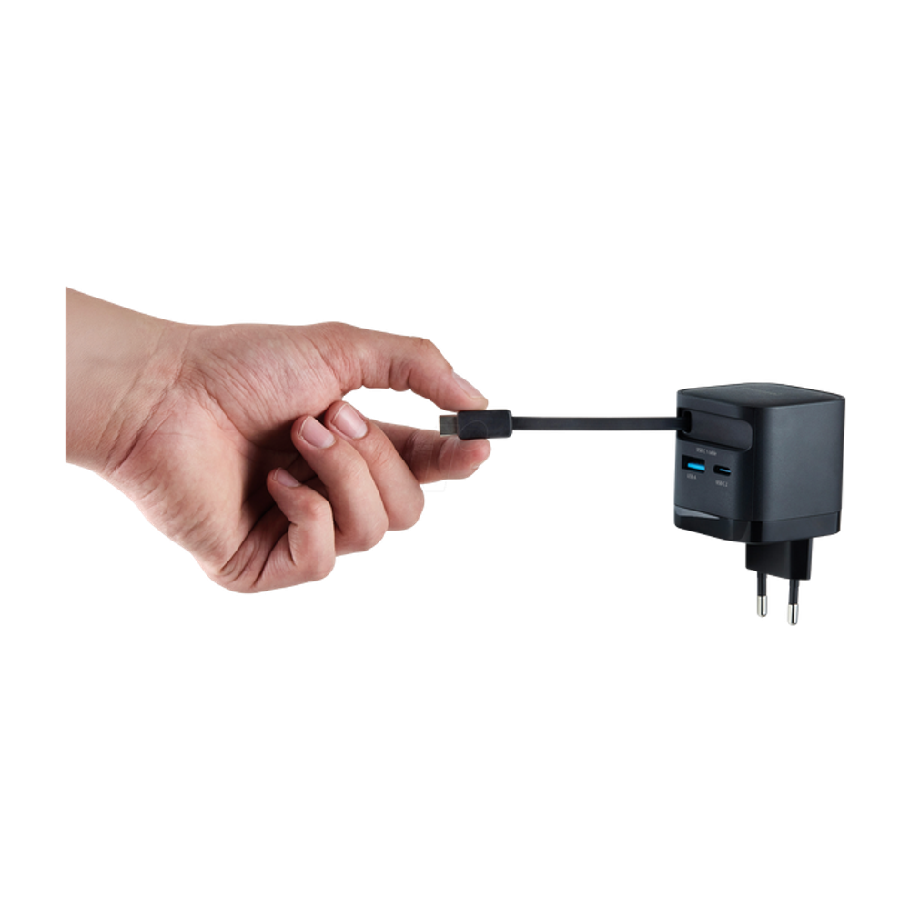Intenso 65W GaN napajalnik z vgrajenim kablom USB-C, crni slika 8