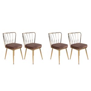 Yıldız-927 V4 Light Brown
Gold  Chair Set (4 Pieces)