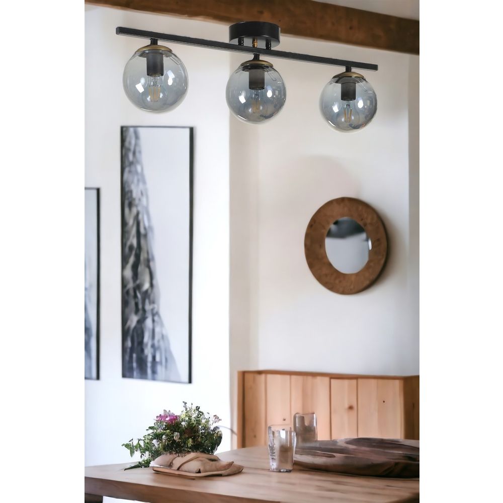 Elegantni Crni Füme Stakleni Luster Yeni Can - 3 Lampe slika 2