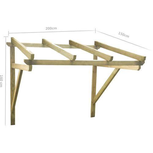 Nadstrešnica za vrata 200 x 150 x 160 cm od masivne borovine slika 16