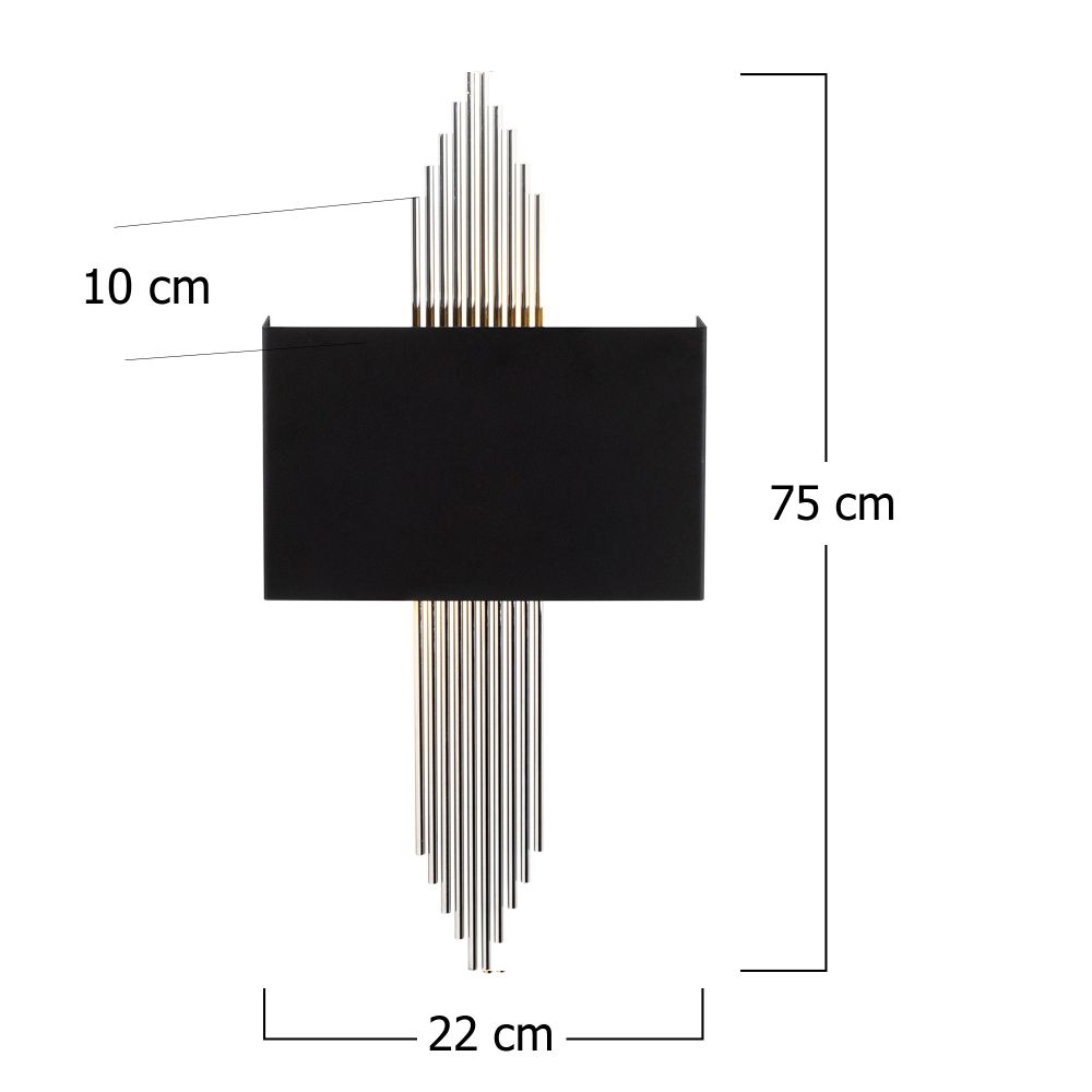 Elegantna Crno-Srebrna Zidna Lampa 614 slika 3
