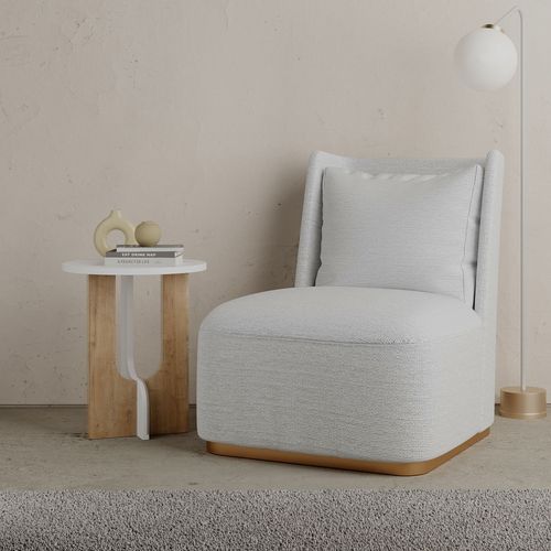 Woody Fashion Pomoćni stol, Bijela boja hrast, Luna - White, Oak slika 3