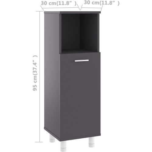 Kupaonski ormarić sivi 30 x 30 x 95 cm od iverice slika 9