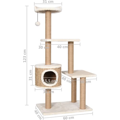 Penjalica za mačke sa stupovima za grebanje 123 cm morska trava slika 23