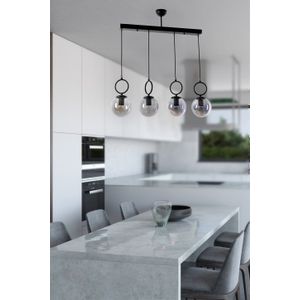 Morino 4 Lü Sıralı Füme Camlı Siyah Sarkıt Black Chandelier