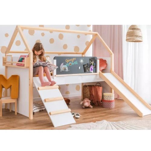 Kinder Home Montessori Dvospratna Kućica Za Dečiji Krevet Sa Toboganom,  90x200Cm slika 5