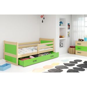 Drveni dečiji krevet Rico - bukva - zeleni - 200x90cm