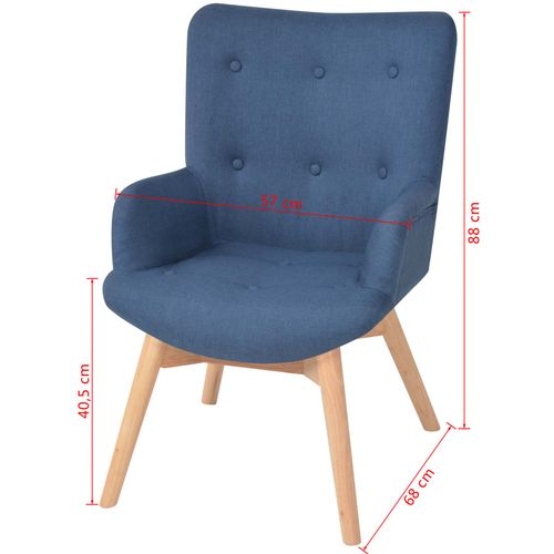 Fotelja s osloncem za noge od tkanine plava slika 55