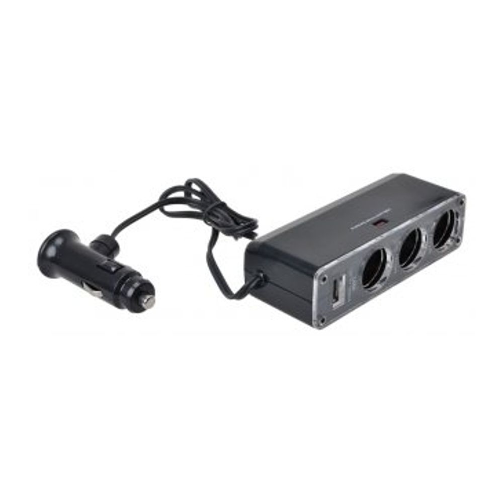 Utičnica 12V Max sa 3 Ulaza, Kablom i USB Punjačem slika 1