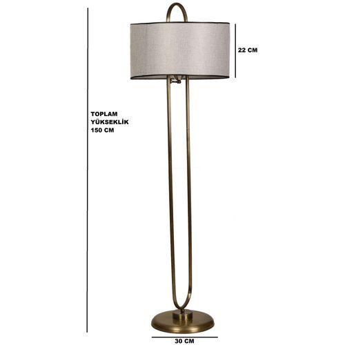 Elips lambader eskitme ayak hasır gri abajurlu Grey Floor Lamp slika 3