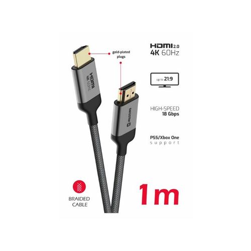 SWISSTEN kabel HDMI 2.0, 60Hz, 18GB/s, 4K, do 21:9, 1m, pozlaćeni konek, crni slika 2