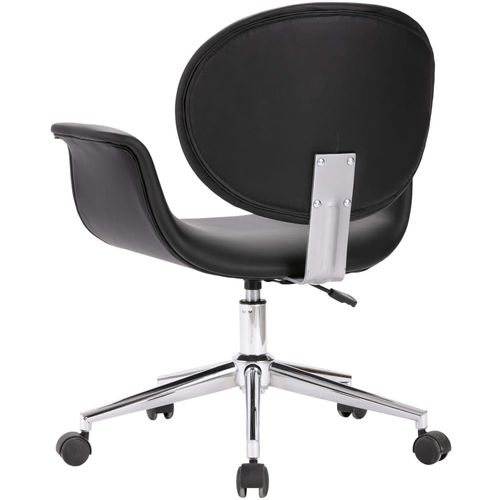Okretna uredska stolica od umjetne kože crna slika 28