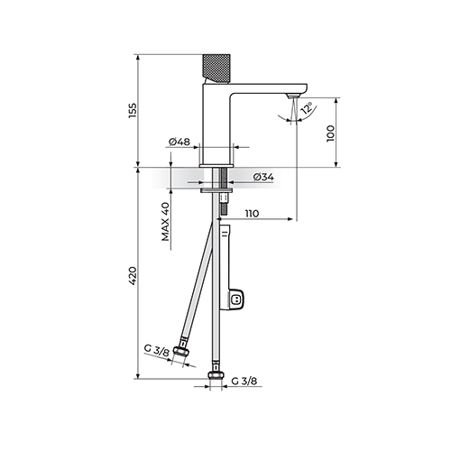 Rosan S.2 BLACK - GOLD Baterija za lavabo slika 2