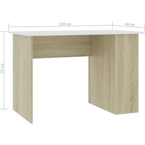Radni stol bijeli i boja hrasta sonome 110x60x73 cm od iverice slika 25