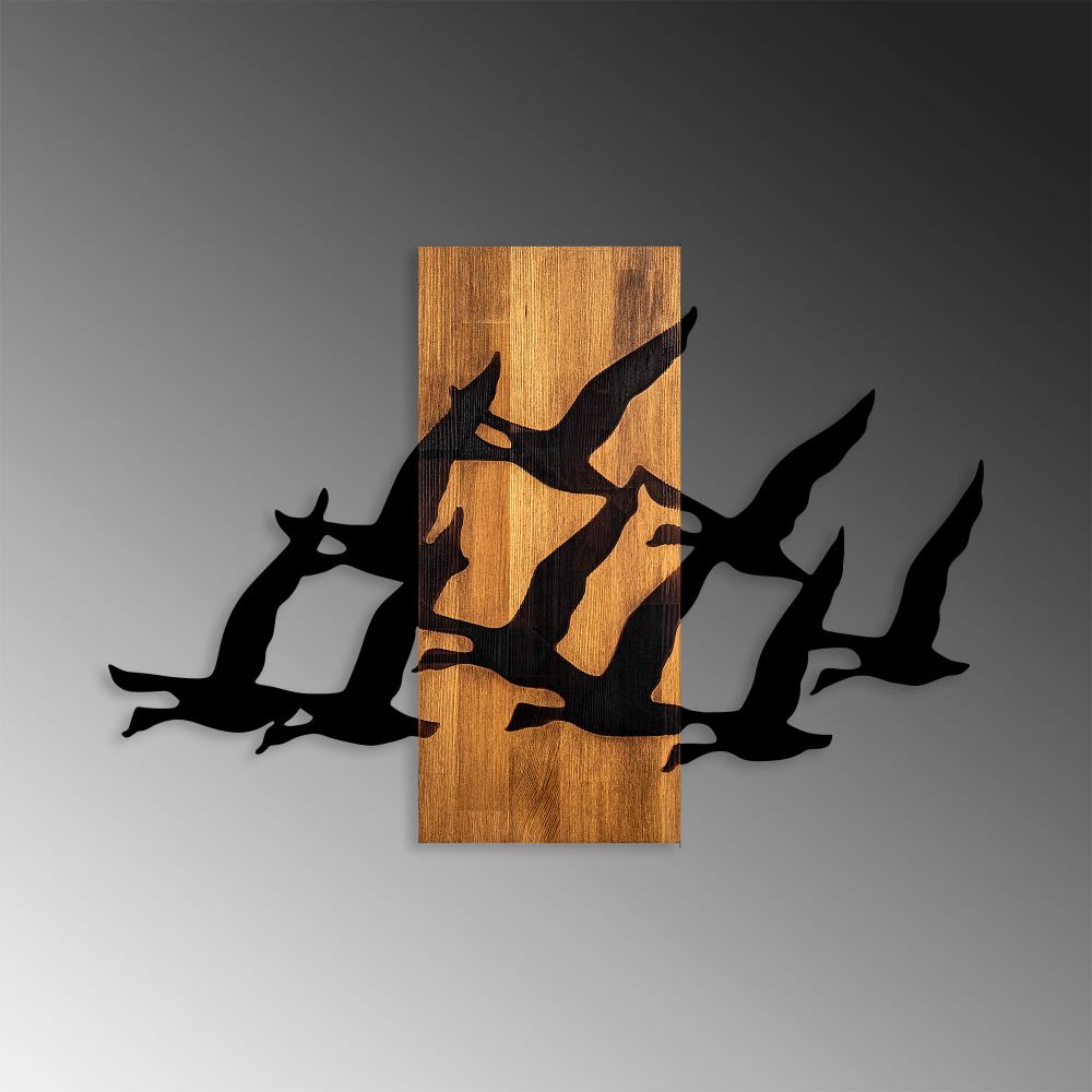 Dekorativni Drveni Zidni Ukras 'Migrant Birds' - 375 Orah Crni slika 4