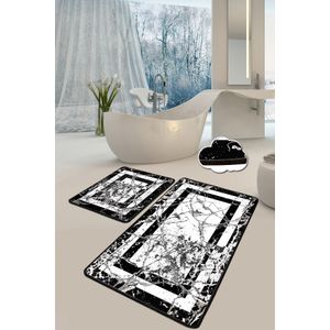 Set prostirki za kupatilo (2 komada) Marmor - Crno-bijela
