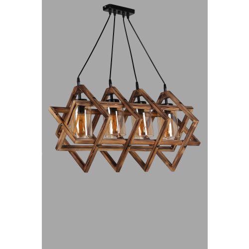 Berlin Ahşap 4 Lü Sarkıt Yanık Brown Chandelier slika 3