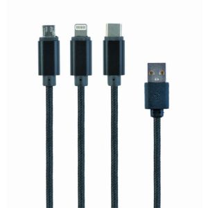 Gembird USB 3-in-1 charging cable, black, 1m